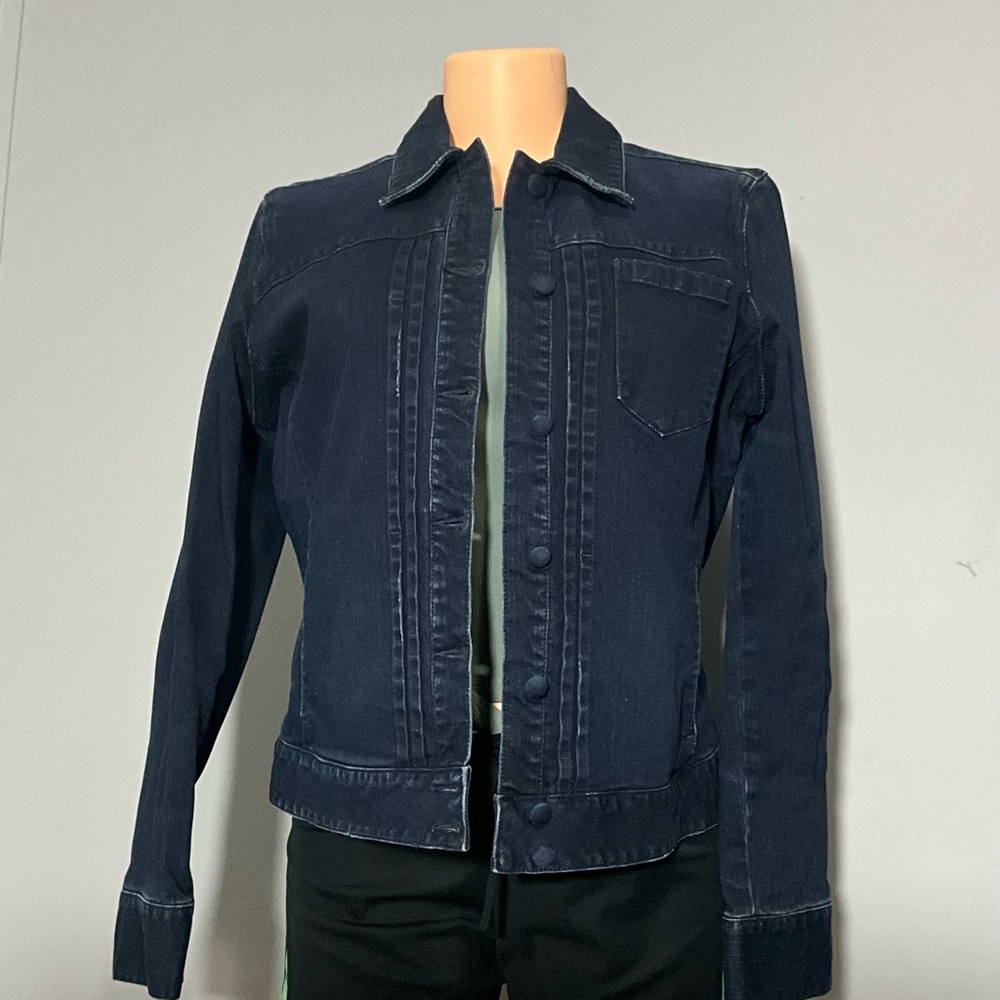 Gap Dark Wash Denim Jacket Womens Large  Stretch Slim Fit